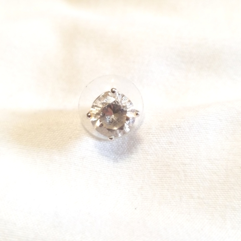 Sterling Silver CZ Stud Earring Single